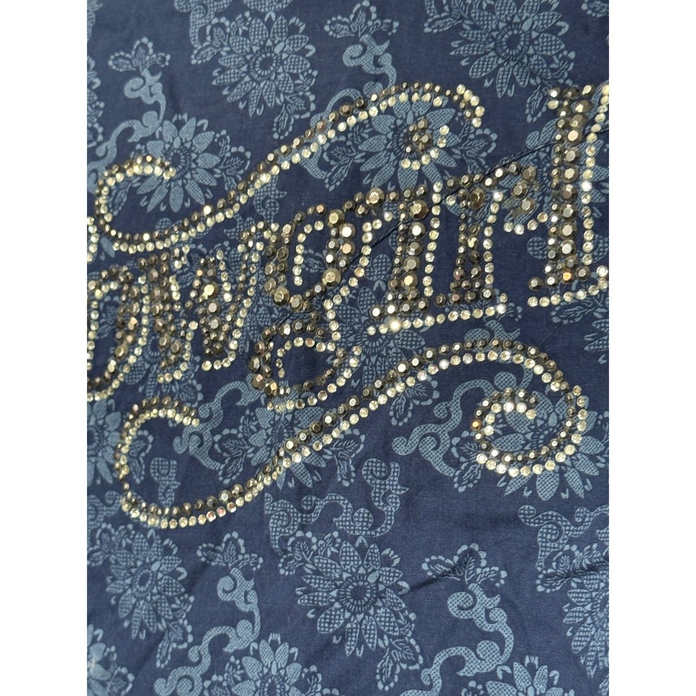 Cowgirl‎ Hardware XS Western Shirt Blue Floral Rhinestone Embellished Girls - Picture 3 of 9